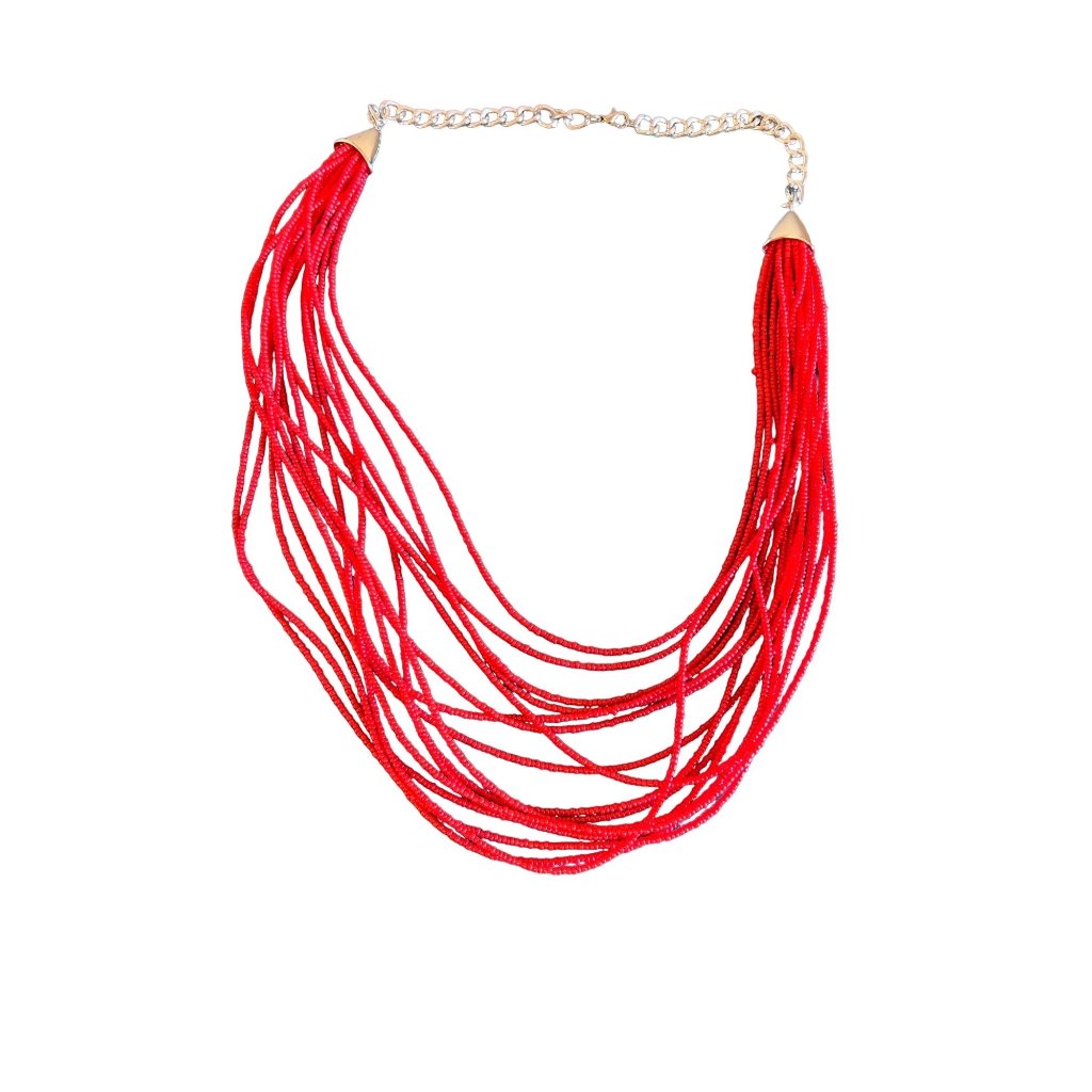 Red Ruby Seed Bead Necklace